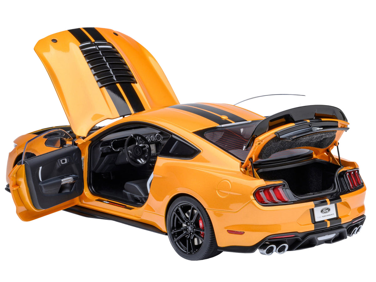 Ford Mustang Shelby GT500 Cyber Orange Metallic with Black Stripes 1/18 Model Car