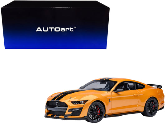 Ford Mustang Shelby GT500 Cyber Orange Metallic with Black Stripes 1/18 Model Car