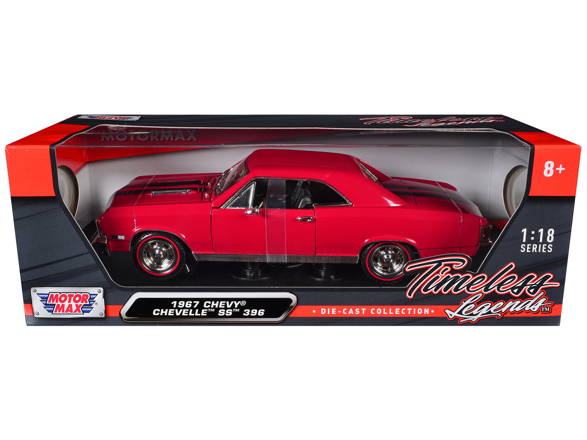 1967 Chevrolet Chevelle SS 396 Red with Black Stripes 1/18 Diecast Model Car