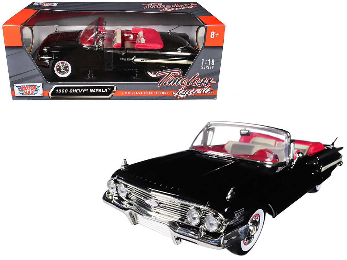 1960 Chevrolet Impala Convertible Black 1/18 Diecast Car Model