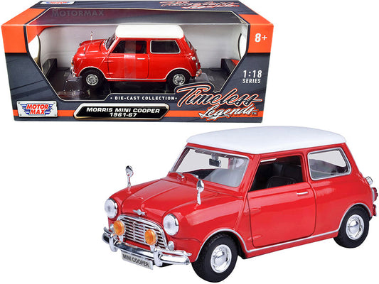 1961-1967 Morris Mini Cooper Red with White Top "Timeless Legends" 1/18 Diecast Model Car