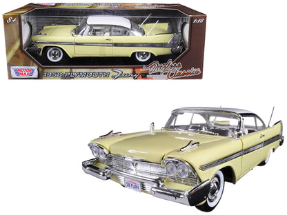 1958 Plymouth Fury "Timeless Classics" Yellow with White Top 1/18 Diecast Model Car