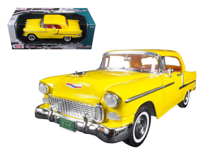 1955 Chevrolet Bel Air Convertible Soft Top Yellow "Timeless Classics" 1/18 Diecast Model Car