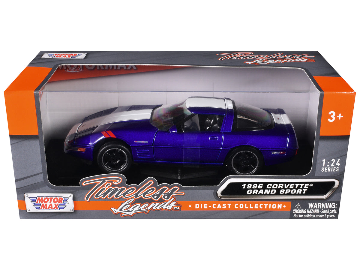 1996 Chevrolet Corvette Grand Sport Blue Metallic with White Stripes "Timeless Legends" Series 1/24 Diecast Model Car