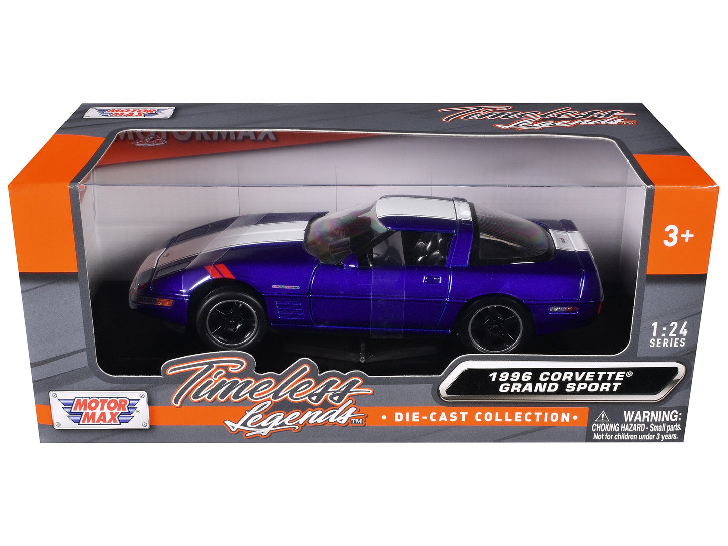 1996 Chevrolet Corvette Grand Sport Blue Metallic with White Stripes "Timeless Legends" Series 1/24 Diecast Model Car