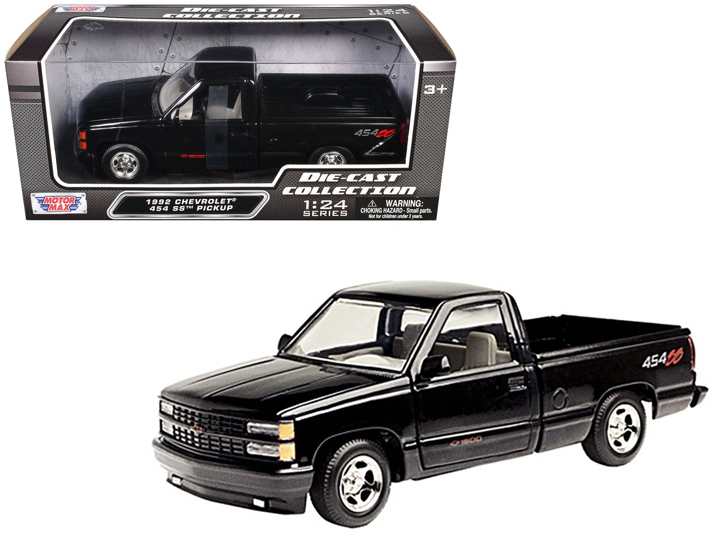 1992 Chevrolet 454 SS Pickup Truck Black 1/24 Diecast Model Car