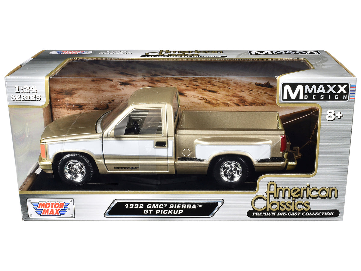 1992 GMC Sierra GT Pickup Truck Gold Metallic with White Sides "American Classics" Series 1/24 Diecast Model Car