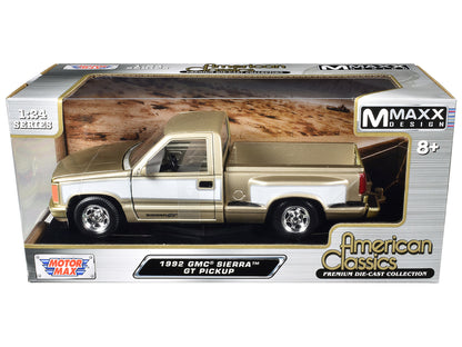 1992 GMC Sierra GT Pickup Truck Gold Metallic with White Sides "American Classics" Series 1/24 Diecast Model Car