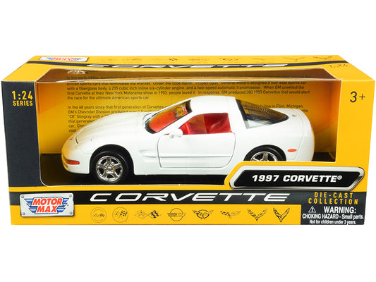 1997 Chevrolet Corvette C5 Coupe White with Red Interior "History of Corvette" Series 1/24 Diecast Model Car