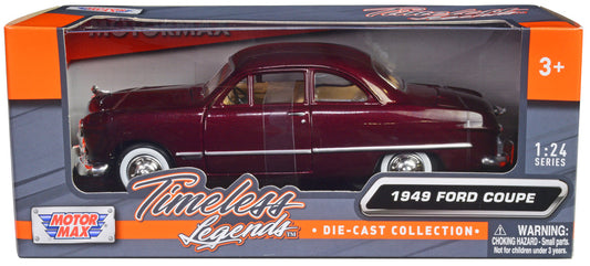 1949 Ford Coupe Burgundy 1/24 Diecast Model Car