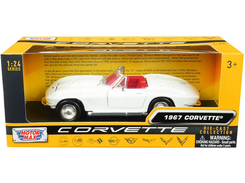 1967 Chevrolet Corvette C2 Convertible White with Red Interior "History of Corvette" Series 1/24 Diecast Model Car