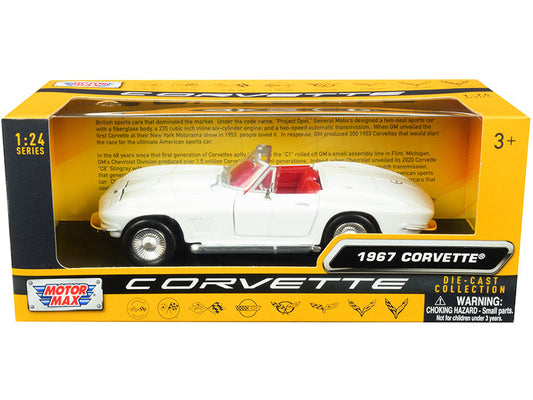 1967 Chevrolet Corvette C2 Convertible White with Red Interior "History of Corvette" Series 1/24 Diecast Model Car
