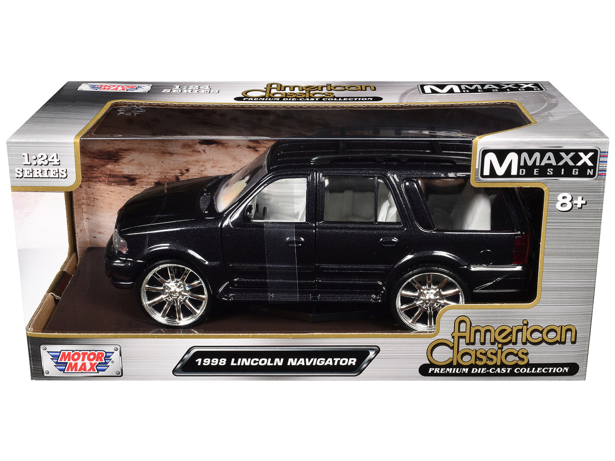 1998 Lincoln Navigator Black Metallic with White Interior "Maxx Design" "American Classics" Series 1/24 Diecast Model Car
