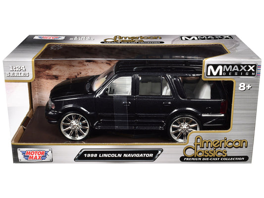 1998 Lincoln Navigator Black Metallic with White Interior "Maxx Design" "American Classics" Series 1/24 Diecast Model Car