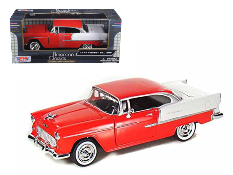 1955 Chevrolet Bel Air Red 1/24 Diecast Model Car
