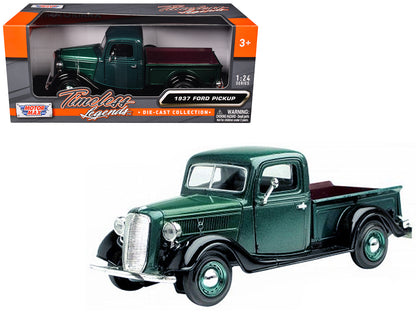 1937 Ford Pickup Truck Green and Black 1/24 Diecast Model Car