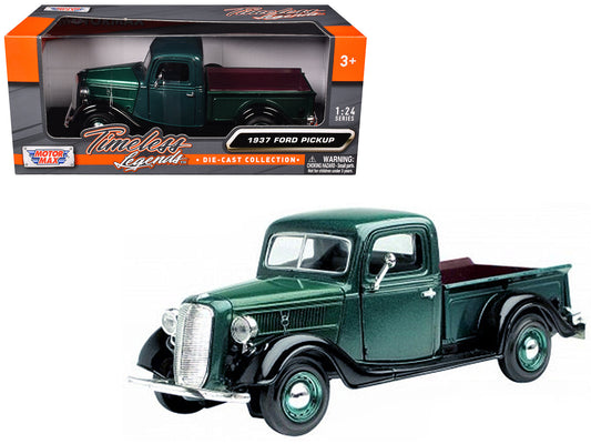 1937 Ford Pickup Truck Green and Black 1/24 Diecast Model Car