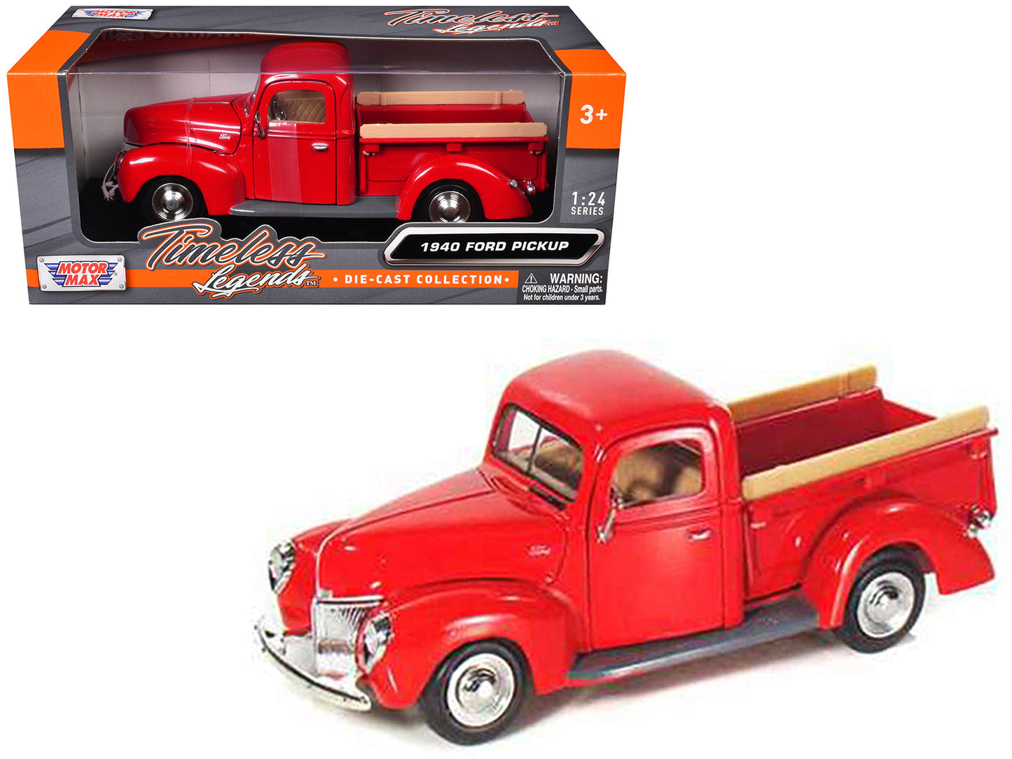 1940 Ford Pickup Truck Red 1/24 Diecast Model Car