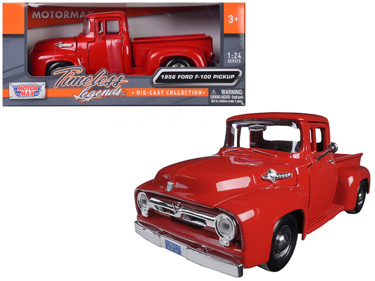 1956 Ford F-100 Pickup Red 1/24 Diecast Model Car