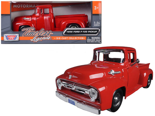 1956 Ford F-100 Pickup Red 1/24 Diecast Model Car
