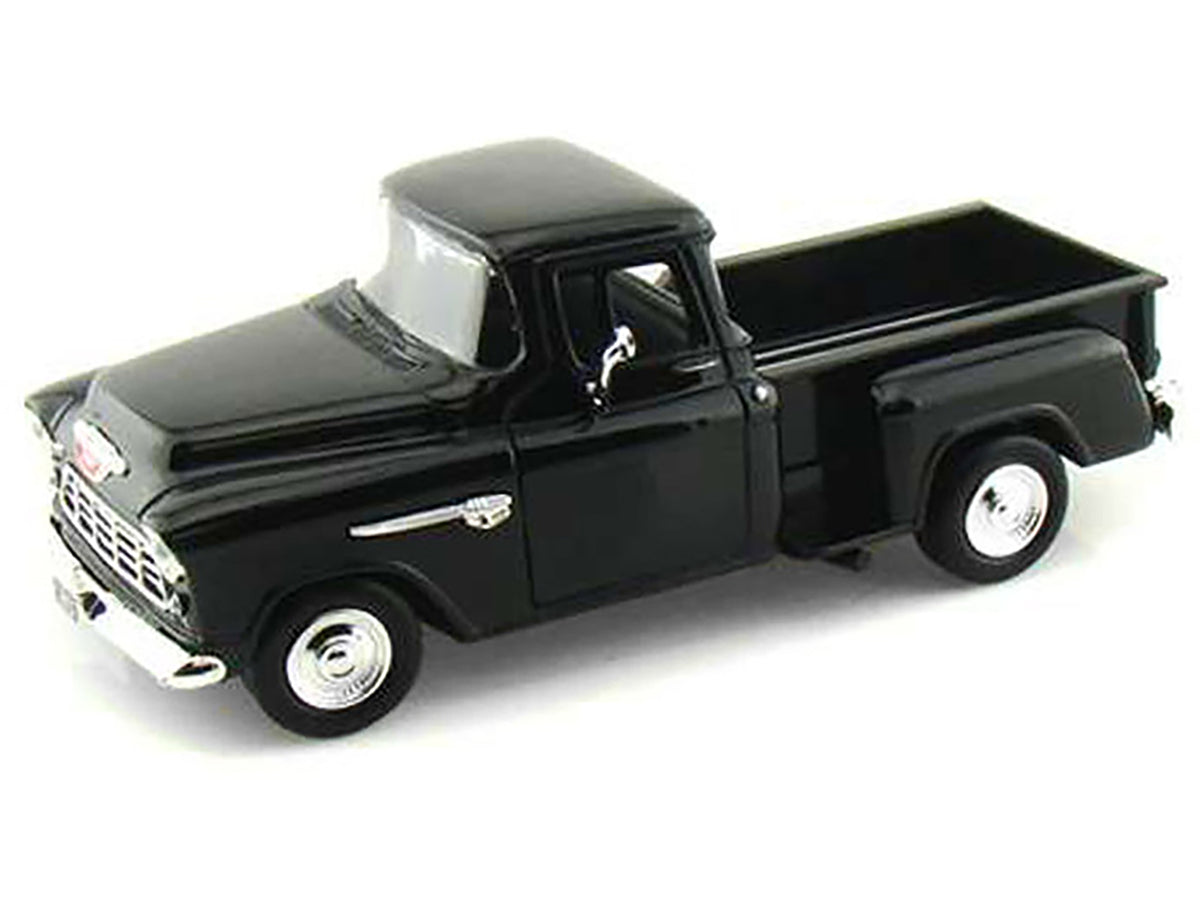 1955 Chevrolet 5100 Stepside Pickup Truck Black 1/24 Diecast Car Model