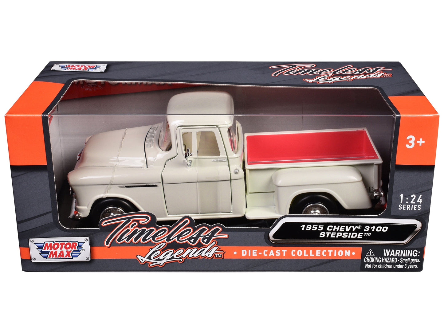 1955 Chevrolet 3100 Stepside Pickup Truck Cream with White Interior "Timeless Legends" Series 1/24 Diecast Model Car