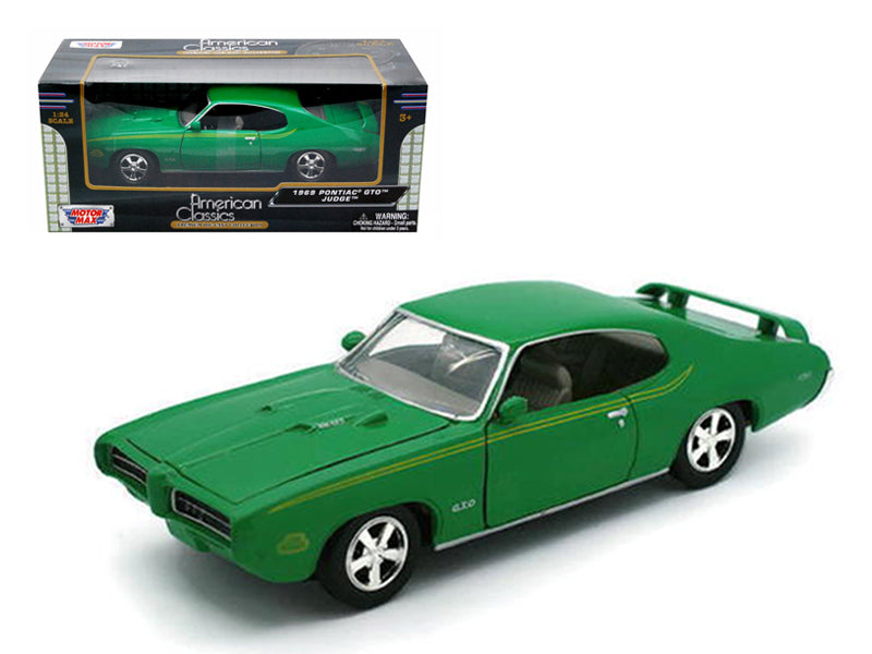 1969 Pontiac GTO Judge Green with Stripes 1/24 Diecast Model Car