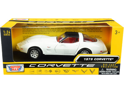 1979 Chevrolet Corvette C3 White with Black Top and Red Interior "History of Corvette" Series 1/24 Diecast Model Car