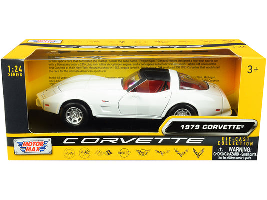 1979 Chevrolet Corvette C3 White with Black Top and Red Interior "History of Corvette" Series 1/24 Diecast Model Car
