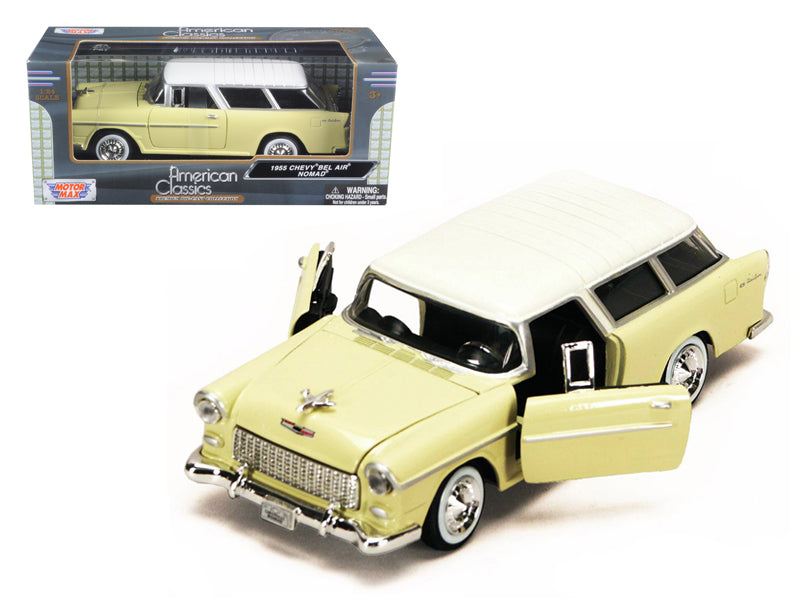 1955 Chevrolet Bel Air Nomad Yellow with White Top 1/24 Diecast Model Car
