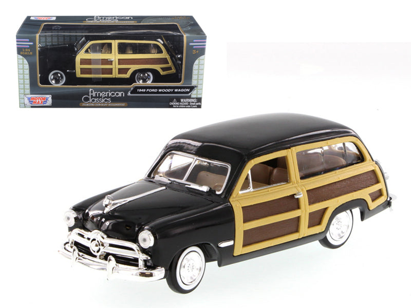 1949 Ford Woody Wagon Black 1/24 Diecast Model Car