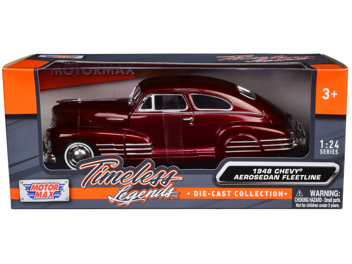 1948 Chevrolet Aerosedan Fleetline Dark Red Metallic 1/24 Diecast Model Car