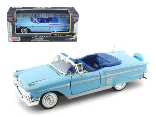 1958 Chevrolet Impala Convertible Blue 1/24 Diecast Model Car