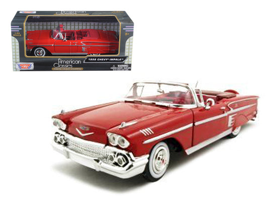1958 Chevrolet Impala Convertible Red 1/24 Diecast Model Car