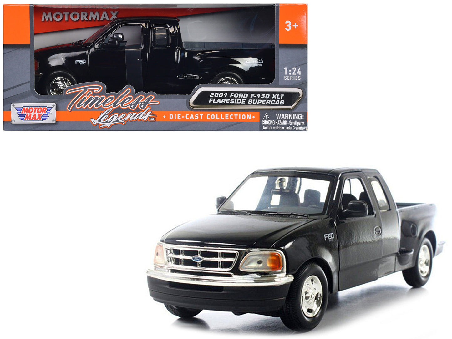 2001 Ford F-150 XLT Flareside Supercab Pickup Truck Black 1/24 Diecast Car Model