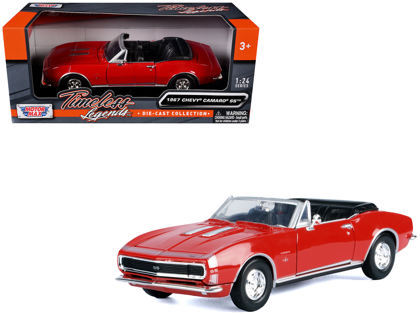 1967 Chevrolet Camaro SS Convertible Burgundy 1/24 Diecast Model Car