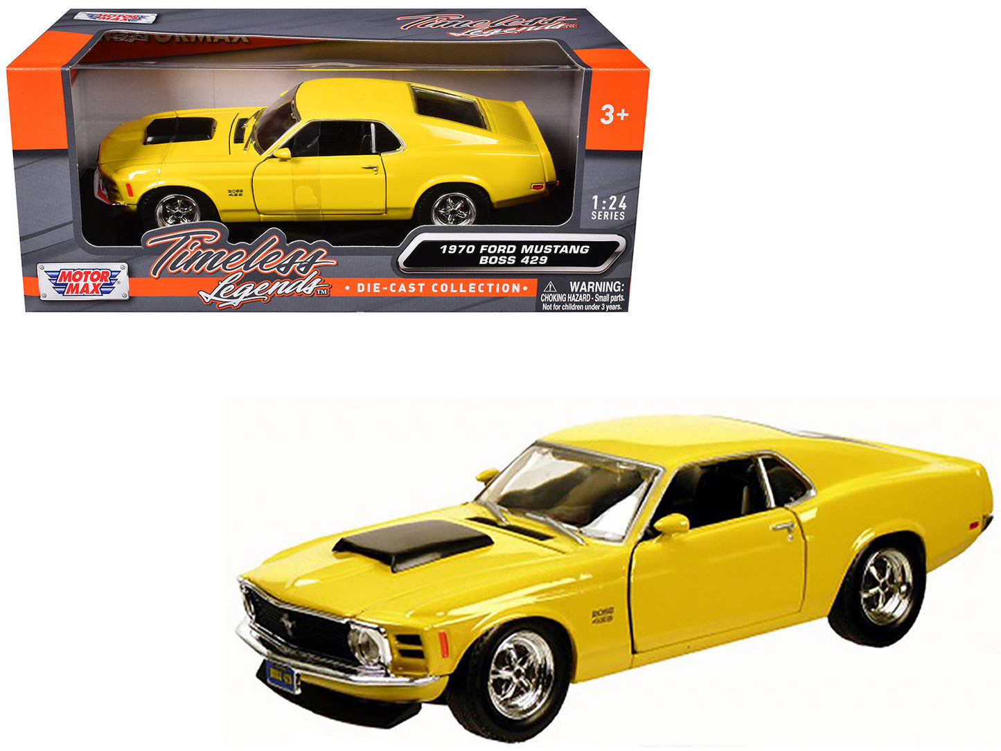 1970 Ford Mustang Boss 429 Yellow 1/24 Diecast Model Car