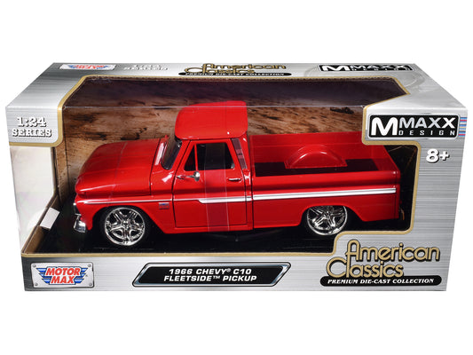 1966 Chevrolet C10 Fleetside Pickup Truck Red "Maxx Design" "American Classics" Series 1/24 Diecast Model Car