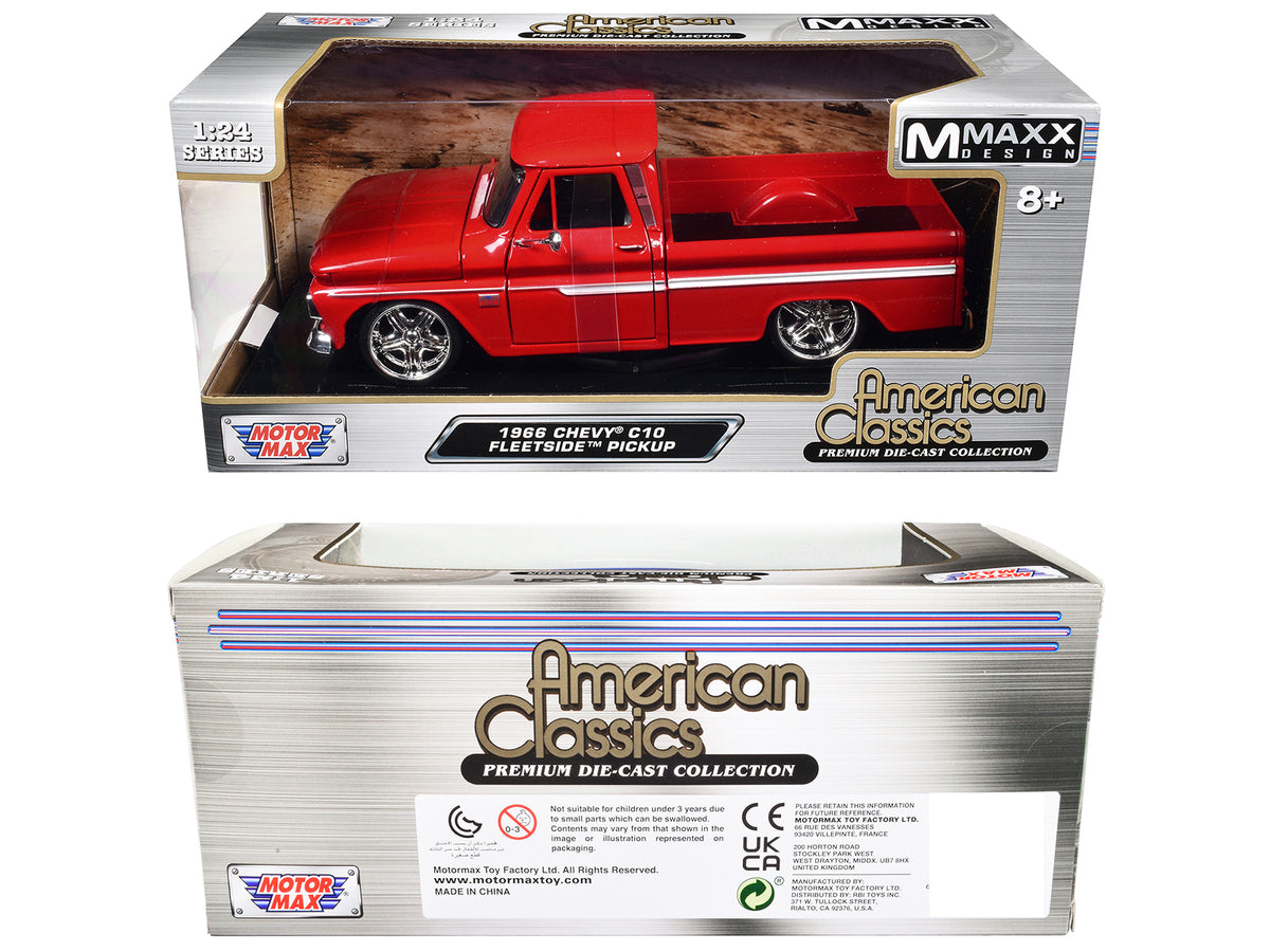 1966 Chevrolet C10 Fleetside Pickup Truck Red "Maxx Design" "American Classics" Series 1/24 Diecast Model Car