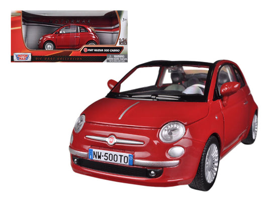 Fiat 500 Nuova Cabrio Red 1/24 Diecast Model Car