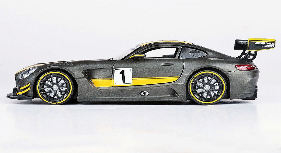 Mercedes AMG GT3 #1 Matt Gray with Yellow Stripes "GT Racing" 1/24 Diecast Model Car