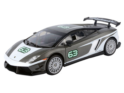 Lamborghini Gallardo LP 560-4 Super Trofeo #63 Gray Metallic and White "GT Racing" Series 1/24 Diecast Model Car