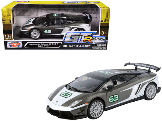 Lamborghini Gallardo LP 560-4 Super Trofeo #63 Gray Metallic and White "GT Racing" Series 1/24 Diecast Model Car