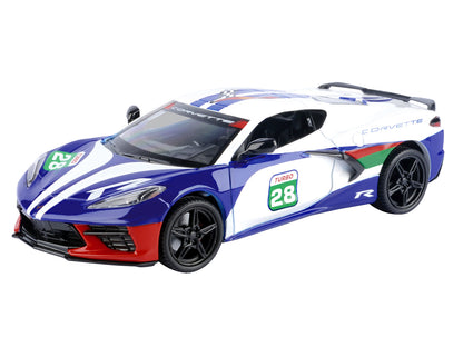 2020 Chevrolet Corvette #28 White with Blue Graphics "GT Racing" Series 1/24 Diecast Model Car