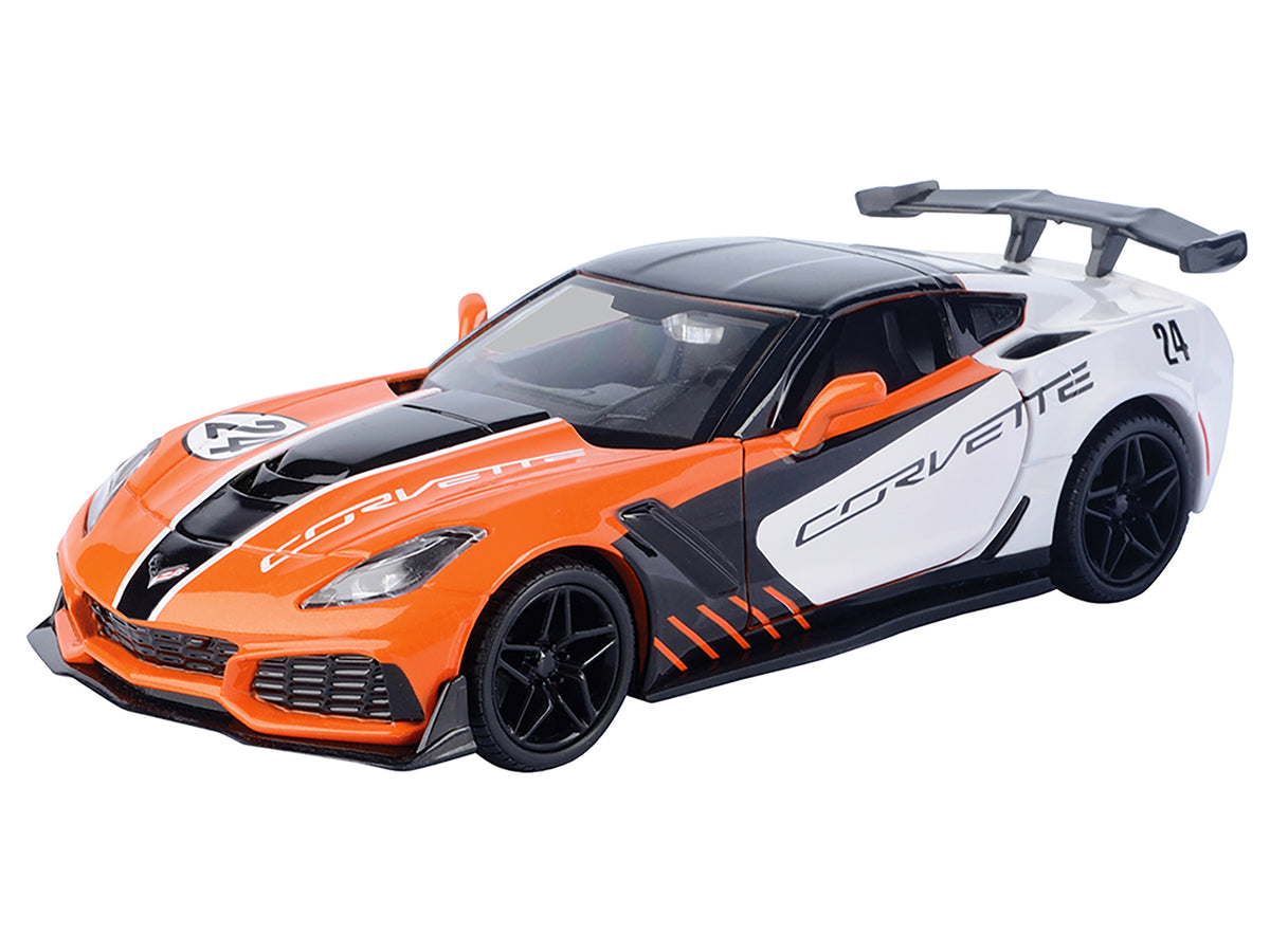 2019 Chevrolet Corvette ZR1 #24 Orange and White with Black Graphics "GT Racing" Series 1/24 Diecast Model Car