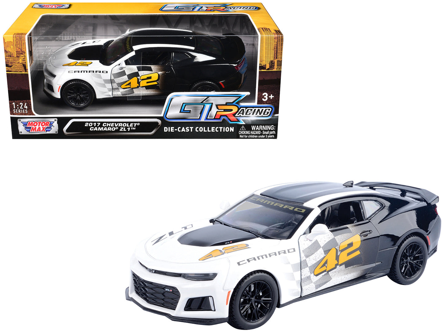 2017 Chevrolet Camaro ZL1 #42 Black and White "GT Racing" Series 1/24 Diecast Model Car
