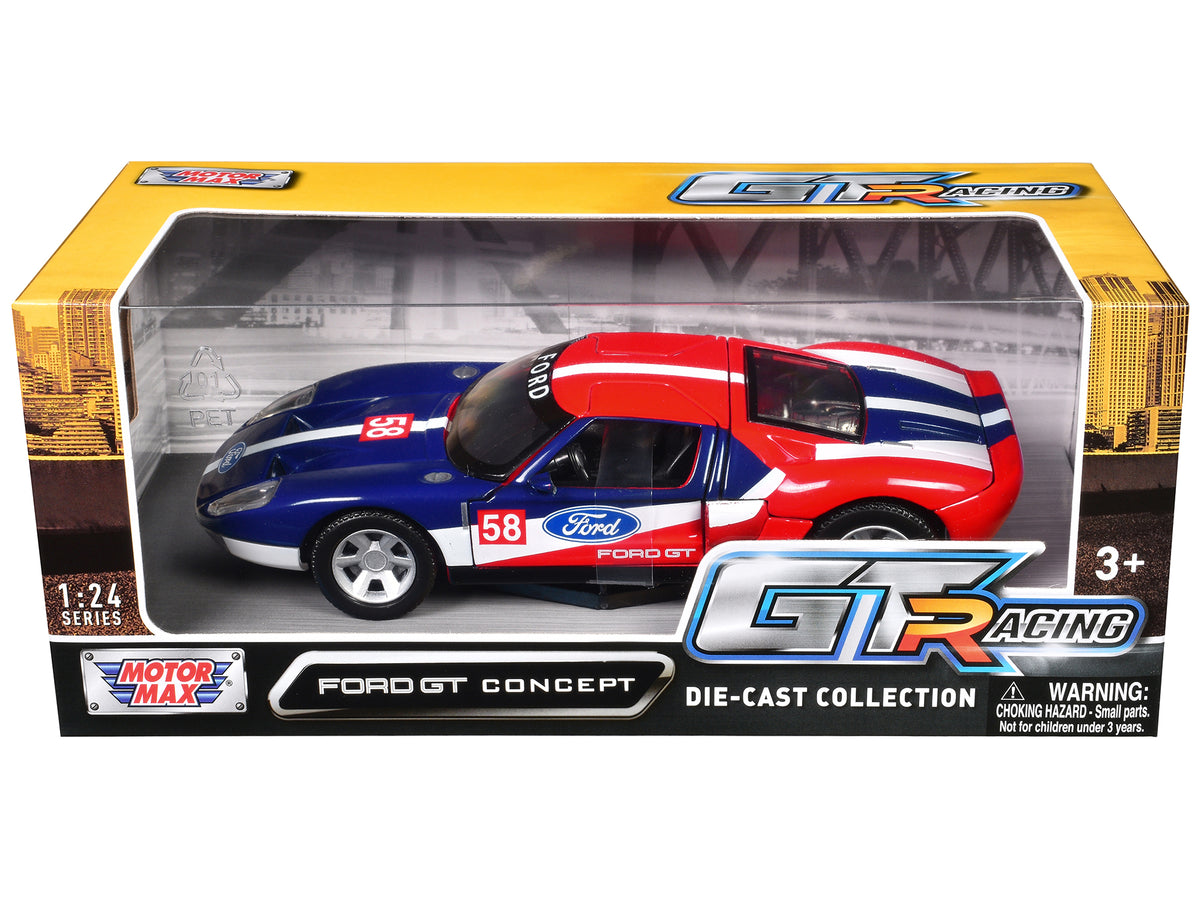 Ford GT Concept #58 Blue and Red with White Stripes "GT Racing" Series 1/24 Diecast Model Car