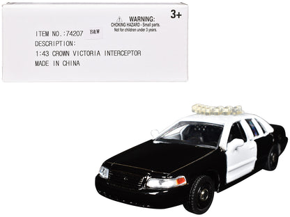 Ford Crown Victoria Police Interceptor Black and White 1/43 Diecast Model Car