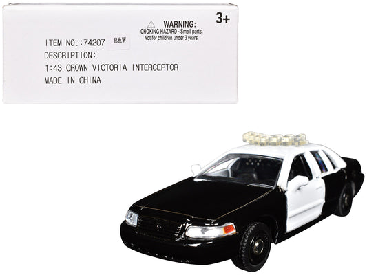 Ford Crown Victoria Police Interceptor Black and White 1/43 Diecast Model Car