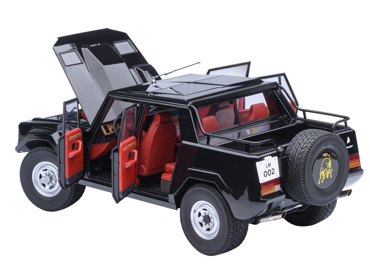 Lamborghini LM002 Nero Tenebre Black with Red Interior 1/18 Model Car
